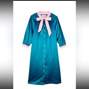 Elegant Teal and Pink Midi Dress